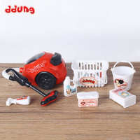 抖音同款洗粉扑迷你仿真小洗衣机微波炉烤箱玩具男女孩过家家 FDE322吸尘器(拍下送螺丝刀+电池,无娃娃)