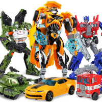 恐龙钢索变形玩具金刚飞机威蜂战警坦克汽车机器人男孩儿童模型 坦克战神+黄蜂战神+平头擎天