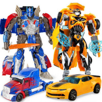 变形玩具金刚5大蜂擎天V柱汽车机器人钢索恐龙6岁男孩儿童玩具 擎天战神+黄蜂战神