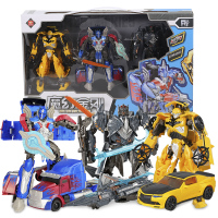 变形玩具金刚5大蜂擎天V柱汽车机器人钢索恐龙6岁男孩儿童玩具 大黄蜂+擎天战神+威震天(礼盒装)