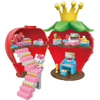 HelloKitty儿童音乐盒过家家拼装小颗粒legao积木女孩玩具 凯蒂草莓城堡