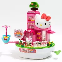 HelloKitty儿童音乐盒过家家拼装小颗粒legao积木女孩玩具 凯蒂音乐咖啡店