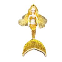 蝴蝶翅膀美人鱼公主娃娃创意手工玩偶婚纱儿童仿真玩具生日套 无翅膀粉色 12关节约30厘米 无翅膀黄色