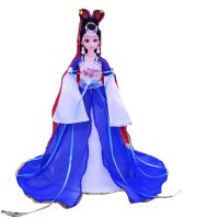 巴比娃娃套装超大礼盒别墅城堡叶罗丽仙子卧室房子女孩公主夜萝莉 荷花古装 12关节娃娃 蓝色蓝莲公主