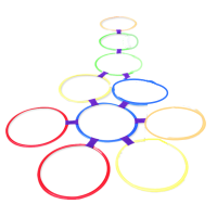 幼儿园教具儿童体能训练器材体育户外感统玩具跳房子跳圈圈跳格子 48cm大号10圈+10扣