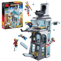 兼容乐高蝙蝠侠战车摩托大电影模型复仇者联盟男孩子拼装积木玩具 复仇者联盟大厦511片