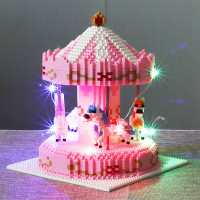 拼装小颗粒拼接积木钻石玩具兼容乐高女孩圣诞节生日蛋糕旋转木马摆件 旋转木马(灯光版)