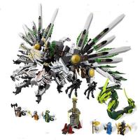 兼容乐高幻影忍者力拼装积木玩具暗黑巨龙王四头龙金神龙 劳埃德的绿色神龙