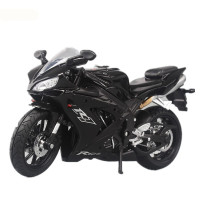 R1宝马川崎仿真1:12拼装合金摩托赛车机车模型男孩玩具摆件 R1(黑色)含底架
