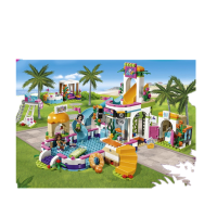 兼容乐高女孩海岛沙滩系列拼装积木 好朋友公主城堡拼装玩具 心湖城夏季游泳池
