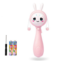 婴儿玩具3-6-12个月幼儿可咬可水煮牙胶0-1岁男女孩宝宝手摇铃 音乐拨浪鼓粉色+电池+螺丝刀