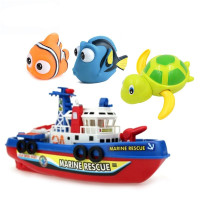 儿童喷水消防船玩具军舰船模型男女孩宝宝洗澡戏水电动玩具 4件装(救援船+乌龟+洗澡2只) 3件装(救援船+喷水船2只)