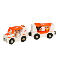 遥控电动火车远程控小火车发声玩具动力大兼容木质轨道 电动快递车 官方标配 救护车（仅发声发光）