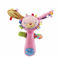 儿玩偶婴儿玩具动物摇铃BB棒抓握玩具0-12-24个月 粉红B棒-长耳朵