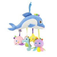 婴儿玩具0-1岁宝宝推车挂件 风铃床挂床铃 摇铃 毛绒艺布玩具 JJOVCE拉铃粉色兔子(带音乐)