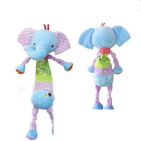 婴儿玩具0-1岁宝宝推车挂件 风铃床挂床铃 摇铃 毛绒艺布玩具 happy拉铃大象(带音乐)