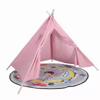 儿童帐篷游戏屋室内小帐篷印第安帐篷公主房帐篷宝宝过家家帐篷 1.8米单色 仅帐篷不含地垫 1.6米白