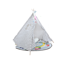 儿童帐篷游戏屋室内小帐篷印第安帐篷公主房帐篷宝宝过家家帐篷 1.8米单色 仅帐篷不含地垫 1.35米白方格