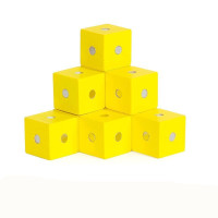 磁性正方体积木六面磁铁磁力小方块可拆卸立体王几何数学教具积木 磁性正方体黄色10粒(送说明书)