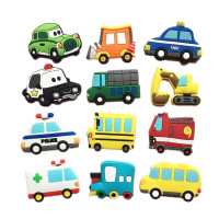 可爱卡通创意冰箱贴彩虹软胶磁贴早教贴儿童幼儿软磁贴一套 汽车合集(一套12枚)
