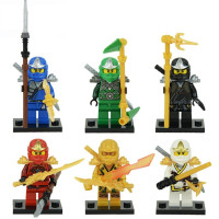 兼容 乐高幻影忍者人仔拼装积木大电影力男孩子小人偶战车玩具 姜黄色M组-6款