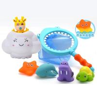 洗澡玩具下雨云朵小鸭子喷水蛋宝宝戏水儿童浴室洒水花洒 小企鹅喷水云雨 标配 红恐龙蛋壳雨云