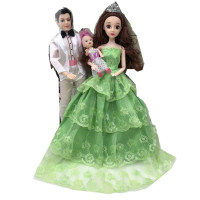 儿童玩具男巴比王子12关节衣服换装娃娃公主衣服套装婚纱 A02绿4层+圆白王子 12关节情侣双人盒装[送朋友]