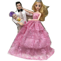 儿童玩具男巴比王子12关节衣服换装娃娃公主衣服套装婚纱 B02粉4层+圆白王子 12关节情侣双人盒装【送朋友】