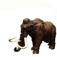 实心仿真动物模型野生动物玩具套装大象狮子老虎犀牛斑马 咖啡色猛犸象