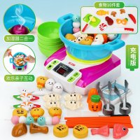 儿童火锅大乐斗玩具夹夹乐仿真过家家厨房做饭玩具男女孩3-4-5岁6 充电蒸汽火锅+食物10件套-送围裙+收纳袋