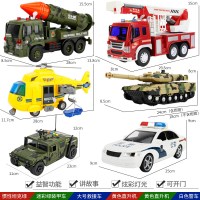 儿童玩具车套装男孩早教惯性带音乐灯光小汽车军事悍马装甲车 6只装:装甲车绿+直升机黄+救援车+坦克绿+650C导弹车+