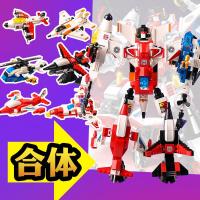 启蒙积木5男孩拼装变形合体金刚机器人6-8岁儿童玩具战神组合套装 6合1天谴者战神1405