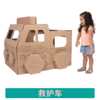 哆哆家幼儿园娃娃家区角帐篷装饰DIY涂鸦纸板儿童玩具游戏屋宝宝 救护卡车送12色蜡笔