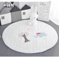 小斑鸠儿童帐篷配套地垫地毯 夹棉绣花垫子宝宝爬行垫防滑脚垫 圆垫垫(大象) 直径140CM