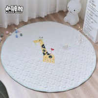 小斑鸠儿童帐篷配套地垫地毯 夹棉绣花垫子宝宝爬行垫防滑脚垫 圆垫垫(长颈鹿) 直径140CM