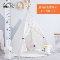 ins儿童帐篷室内公主女孩游戏屋公主房印第安风格玩具屋宝宝 四杆白色蕾丝球(不含垫子)