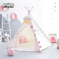 小斑鸠儿童帐篷游戏屋公主内女孩男孩小城堡ins印第安玩具屋 五杆包杆白色蕾丝(不含垫子和配饰)