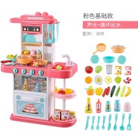 儿童宝宝烧饭厨房玩具套装仿真做饭煮饭可女孩小孩模仿做菜过家家 72cm厨房基础款-粉色(灯光音效+出水功能)