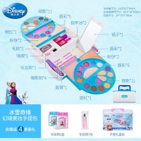 迪士尼化妆盒儿童正品女孩化妆品公主套装水洗玩具口红指甲油 ：可折叠-冰雪奇缘手提包-（送化妆刷+化妆棉）