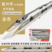 儿童轻轨语音地铁模型玩具火车仿真动车组套装回力男孩声光高铁车 复兴号双节金