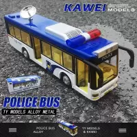 考斯特商务车仿真巴士车模儿童警车玩具男孩警察汽车模型救护车 单节巴士警车[盒装]