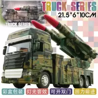 军事模型解放车合金汽车模型运输车回力导弹儿童玩具车大炮 双管导弹车[盒装]