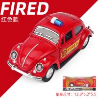 110警车玩具金属开120救护车救援小汽车模型仿真合金儿童警察车 甲壳虫警车红色盒装