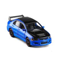 JK金属仿真1/32三菱翼神EVO 九代6开合金汽车模型声光玩具收藏 黑蓝