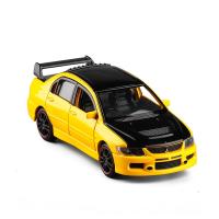 JK金属仿真1/32三菱翼神EVO 九代6开合金汽车模型声光玩具收藏 黑黄