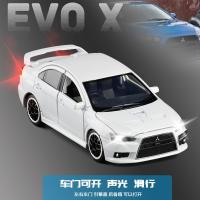 JK金属仿真1/32三菱翼神EVO十代6开合金汽车模型声光玩具收藏 白色