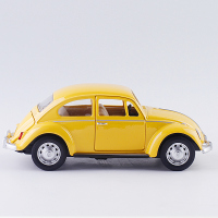 彩珀金属仿真1/28大众经典甲壳虫1967复古小汽车模型声光回力开 黄色