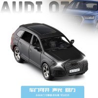 1/32奥迪Q7六开越野车声光回力金属仿真汽车模型玩具车摆件 黑色