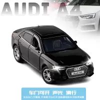 JK 1/32 奥迪A4六开合金车模转向避震声光金属汽车模型玩具 黑色