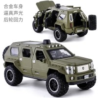 金属1:24仿真汽车模型带声光回力6开大号玩具车模型玩具 绿色